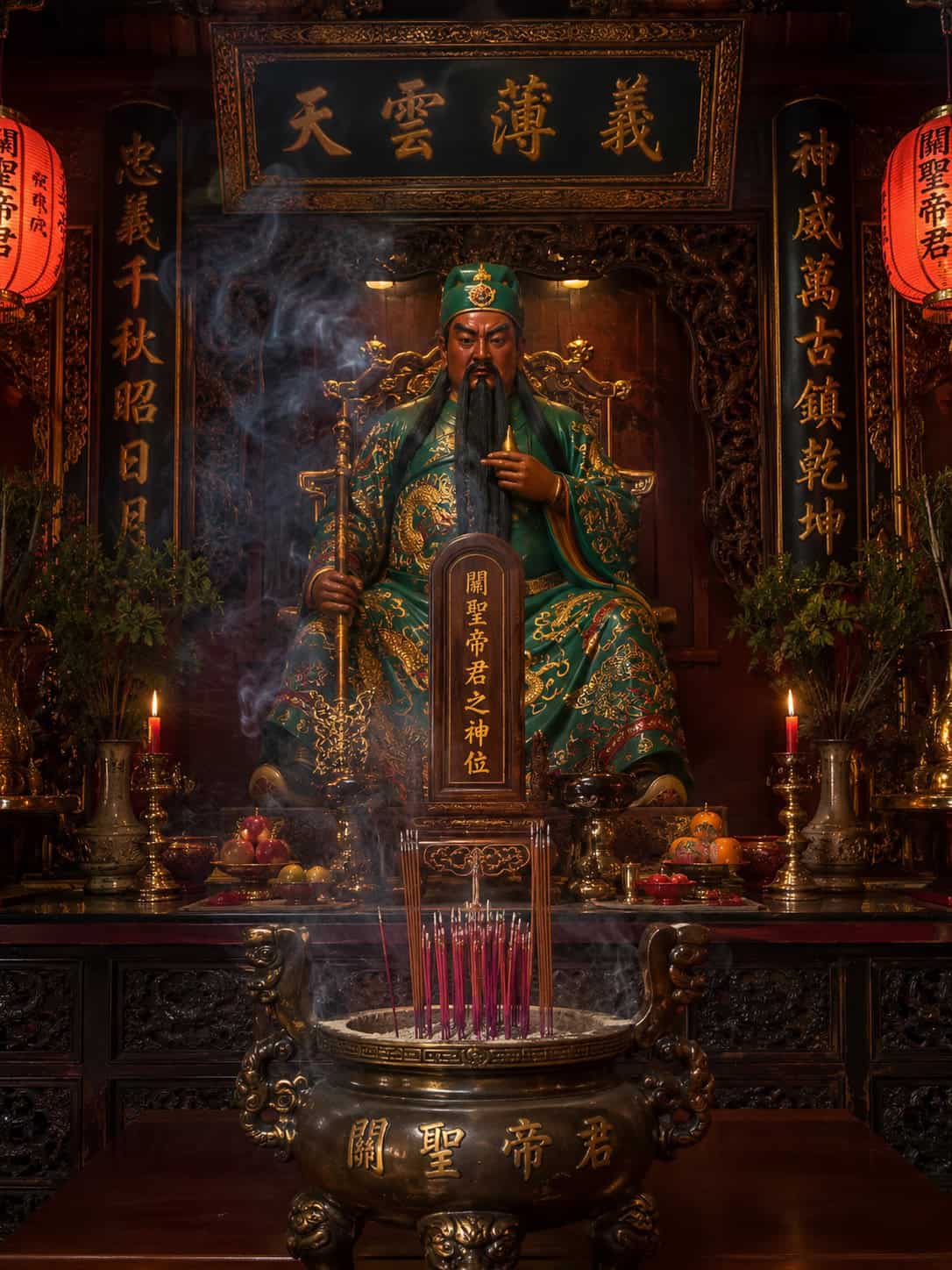guan di temple incense and tablet