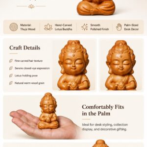 Lotus Buddha Wood Figurine Ornament, approved main product view.