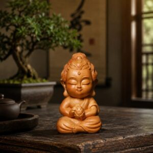 Lotus Buddha Wood Figurine Ornament, approved main product view.