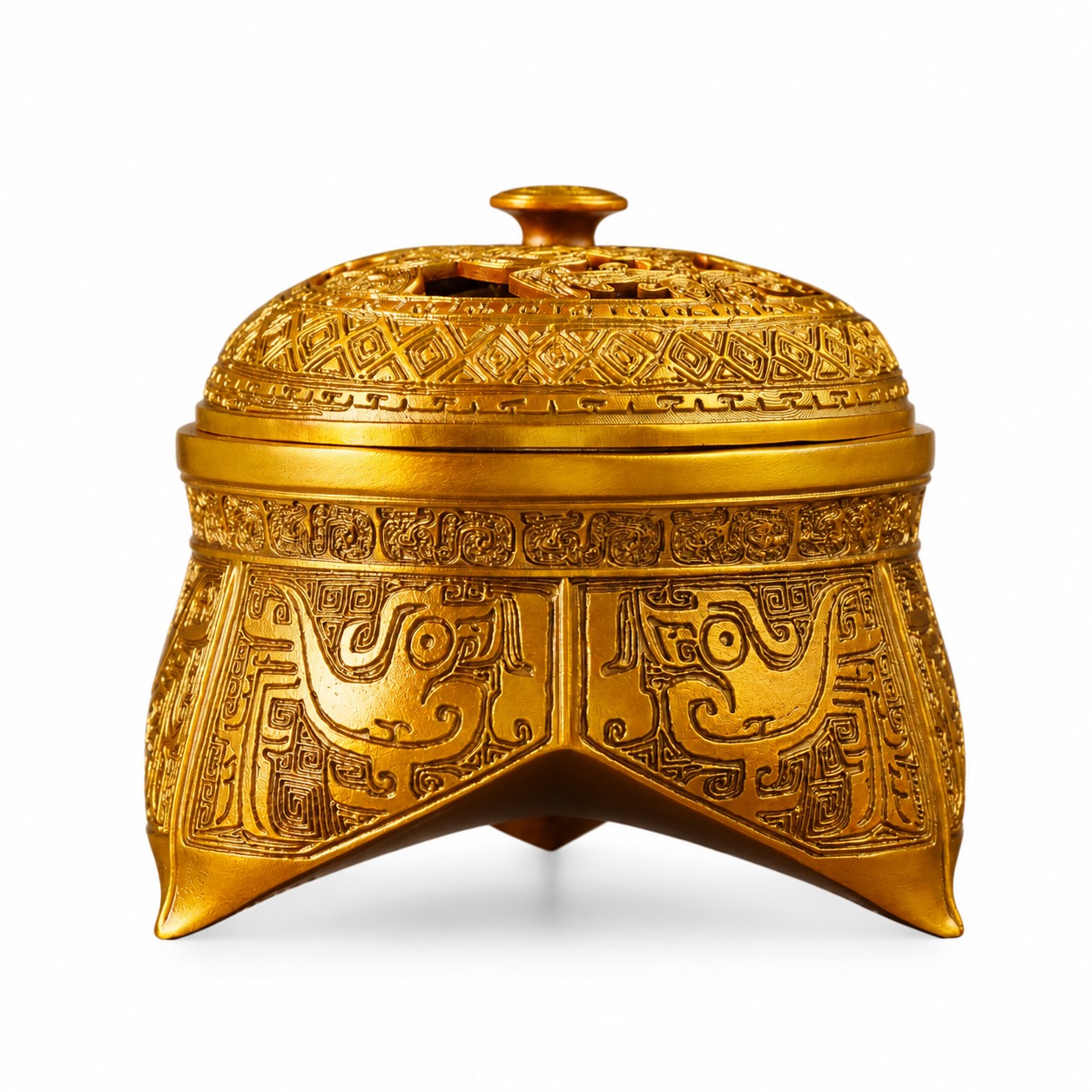Dragon and Phoenix Copper Alloy Incense Burner, approved main product view.