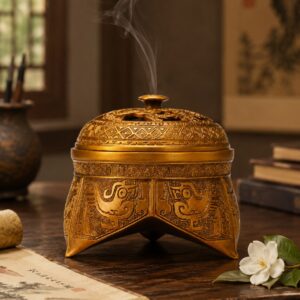 Dragon and Phoenix Copper Alloy Incense Burner, approved main product view.