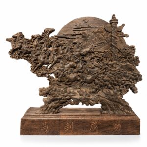 Flying Horses Wood Sculpture Wooden Statue, approved main product view.