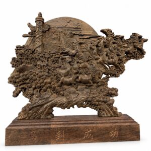 Flying Horses Wood Sculpture Wooden Statue, approved main product view.