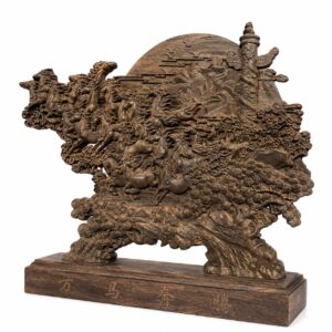 Flying Horses Wood Sculpture Wooden Statue, approved main product view.