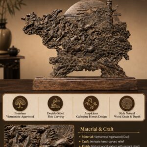 Flying Horses Wood Sculpture Wooden Statue, approved main product view.