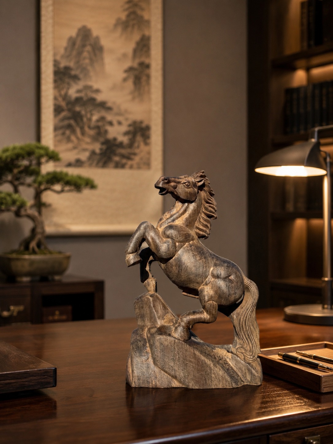Zodiac Horse Wood Statue, approved main product view.