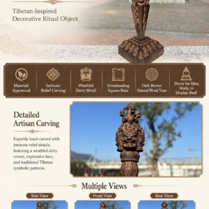 Phurba Vajra Pestle Wood Figurine, approved detail product view.