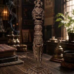 Phurba Vajra Pestle Wood Figurine, approved scene product view.