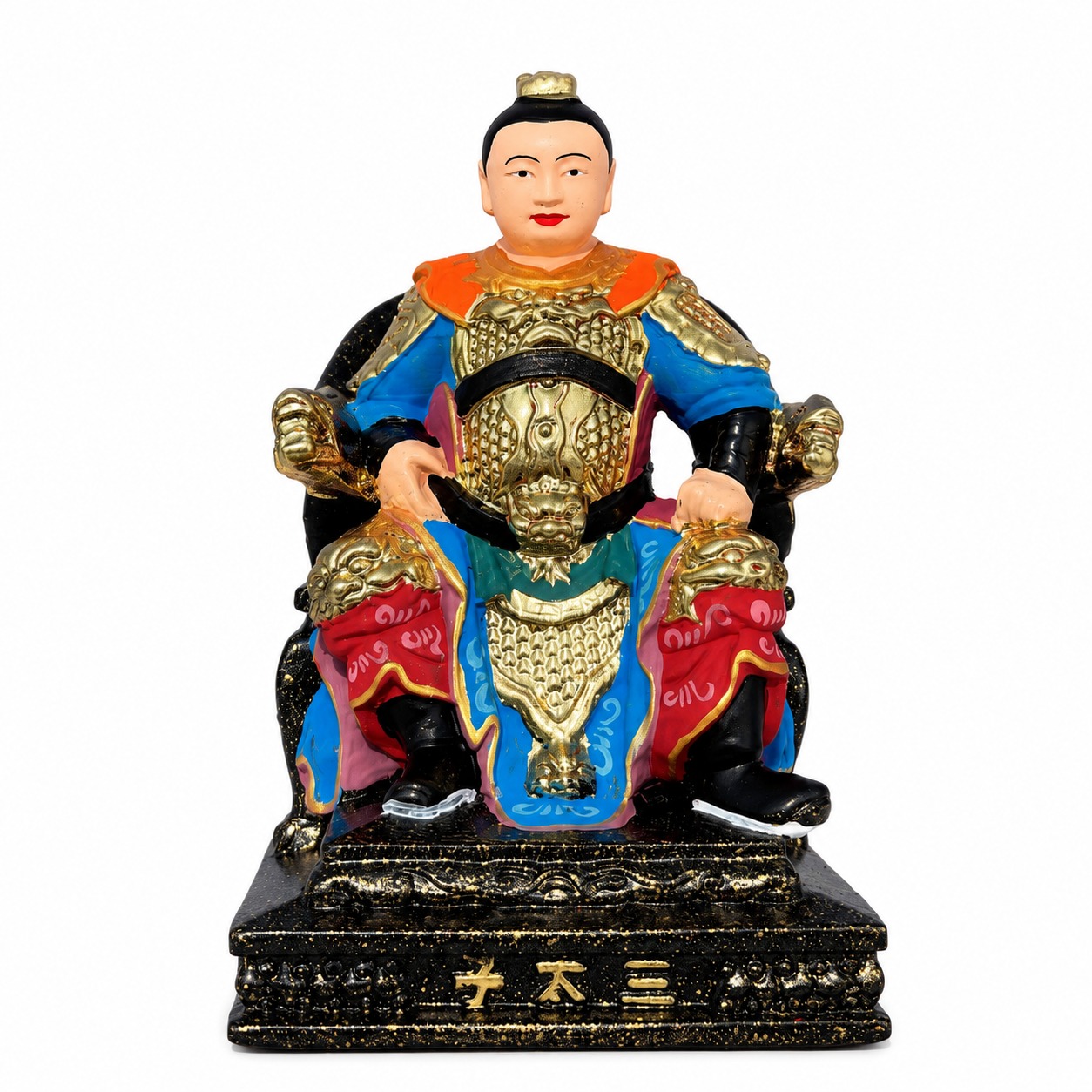 Painted Nezha Prince Wood Statue, approved main product view.