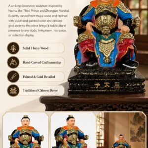 Nezha Prince Wood Figurine with, approved main product view.