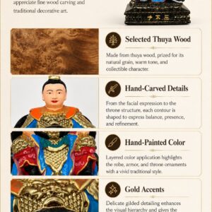 Nezha Prince Wood Figurine with, approved detail product view.