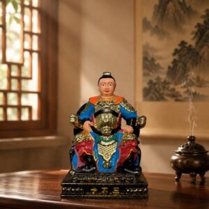 Nezha Prince Wood Figurine with, approved scene product view.
