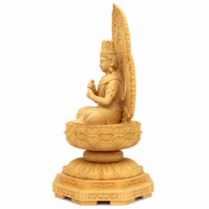 Mahavairocana Wood Statue Seated on Lotus Throne, approved main product view.