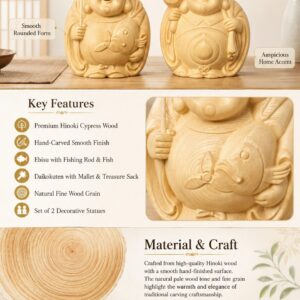 Ebisu and Daikokuten Wood Statue, approved main product view.