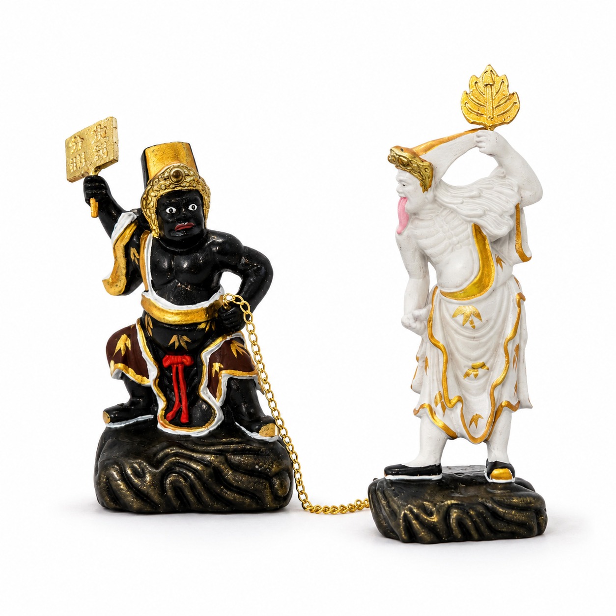 Black and White Impermanence Wood Statue Folk Deity Figurine, approved main product view.