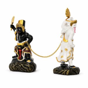 Black and White Impermanence Wood Statue Folk Deity Figurine, approved main product view.
