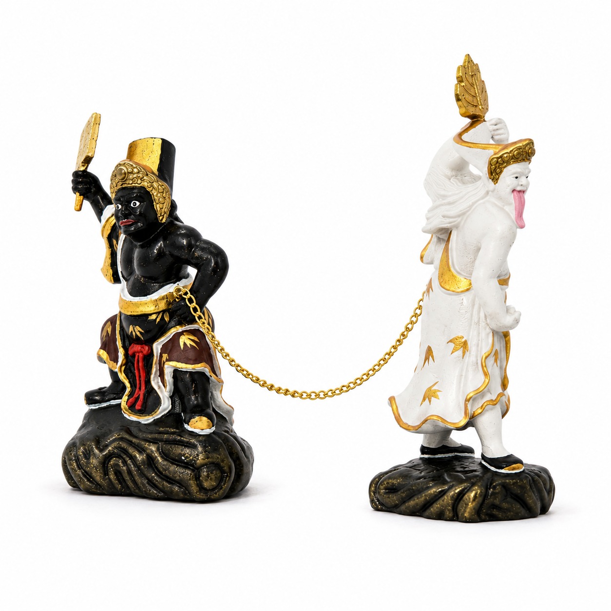 Black and White Impermanence Wood Statue Folk Deity Figurine, approved main product view.
