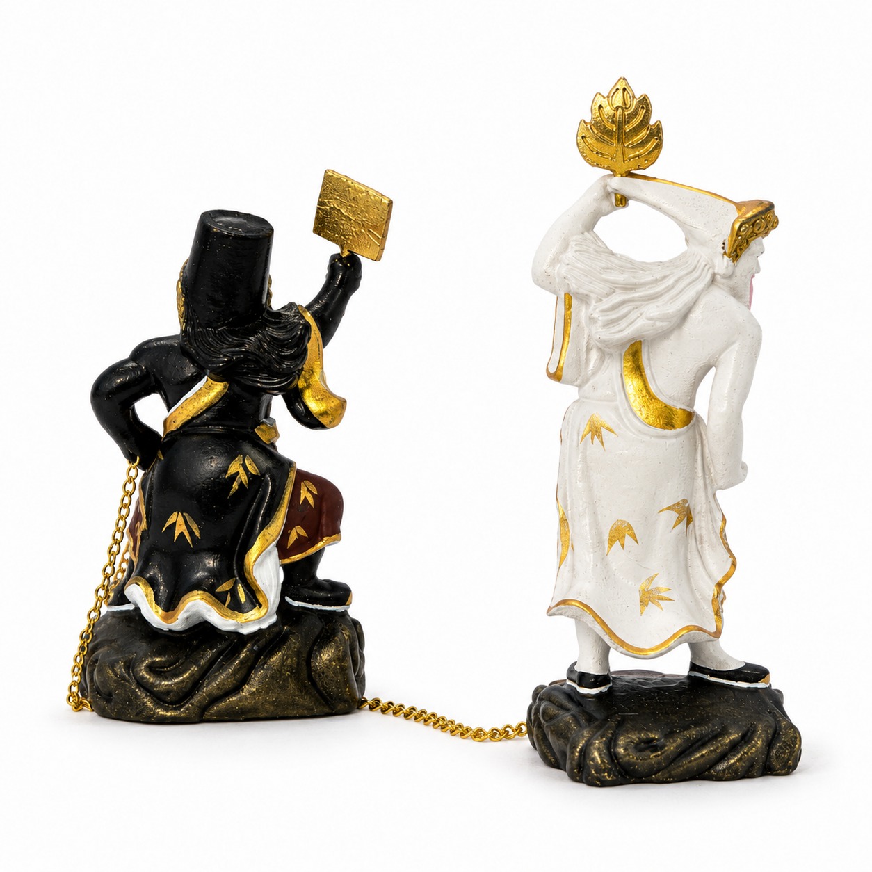 Black and White Impermanence Wood Statue Folk Deity Figurine, approved main product view.