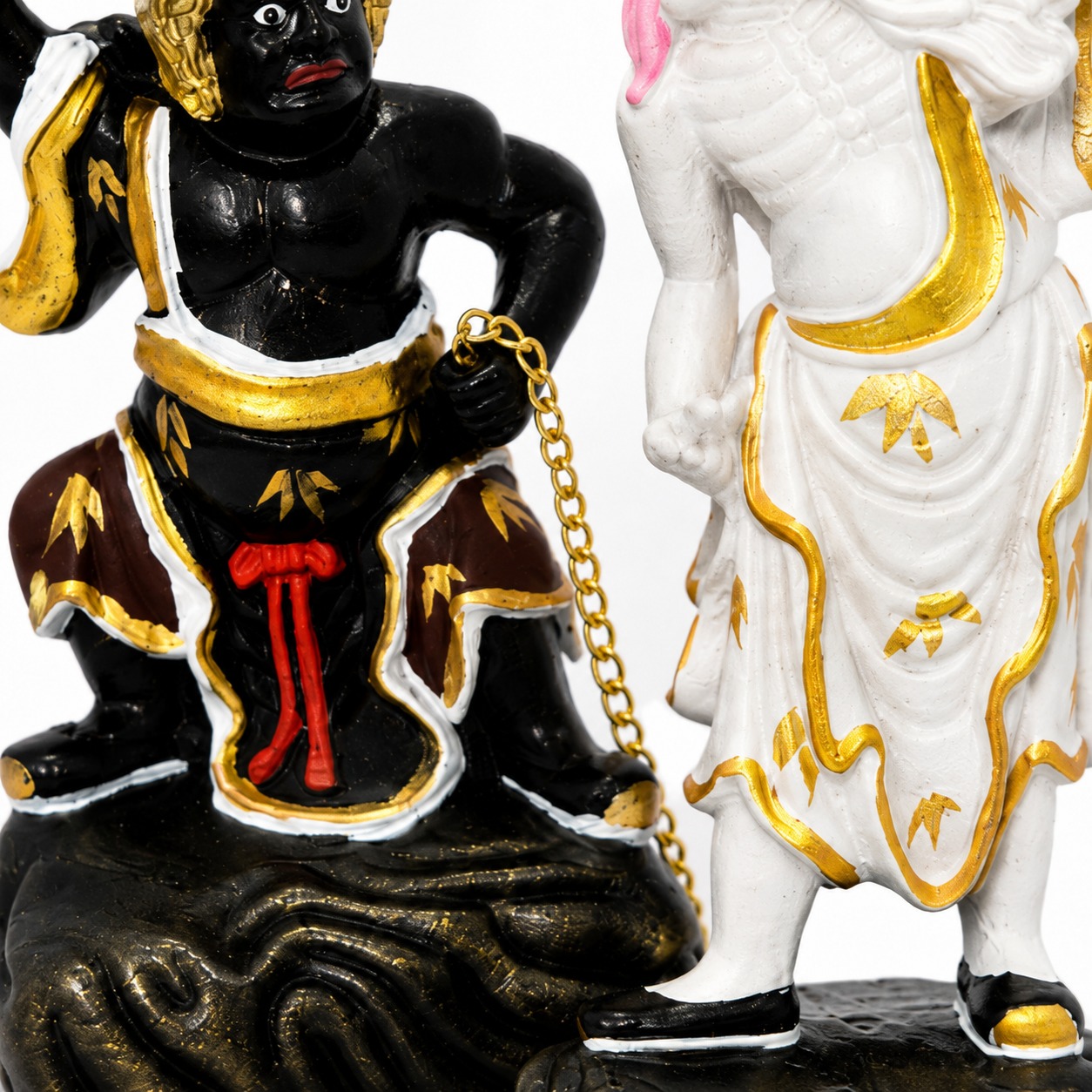 Black and White Impermanence Wood Statue Folk Deity Figurine, approved main product view.