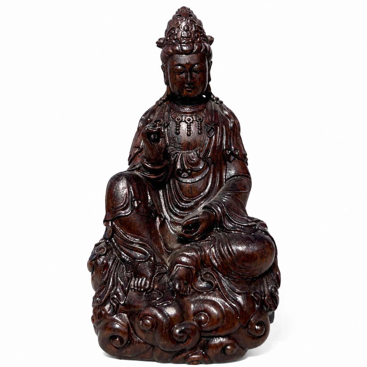 Avalokitesvara Bodhisattva Wood Statue, approved main product view.