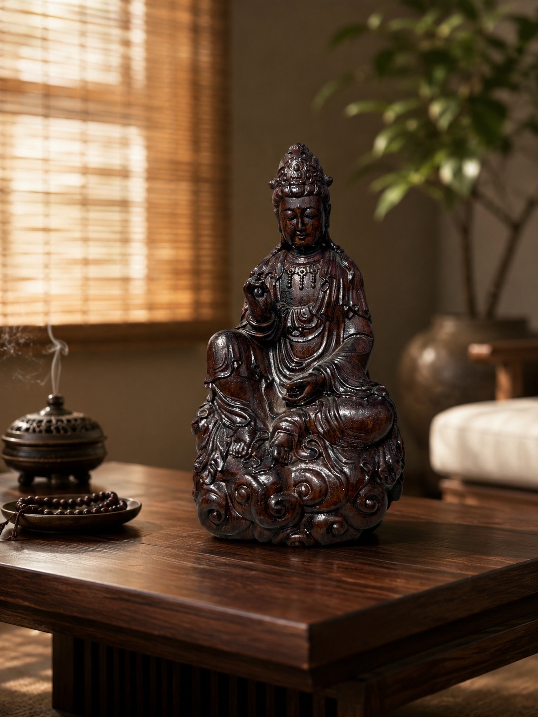 Avalokitesvara Bodhisattva Wood Statue, approved main product view.