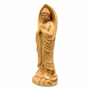 Approved product image of Joined Palms Buddha Wood Statue. Inspect the listed facts separately.
