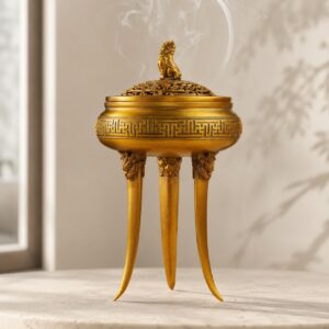 Qilin Three Legged Copper Alloy Incense Burner, approved hero product view.