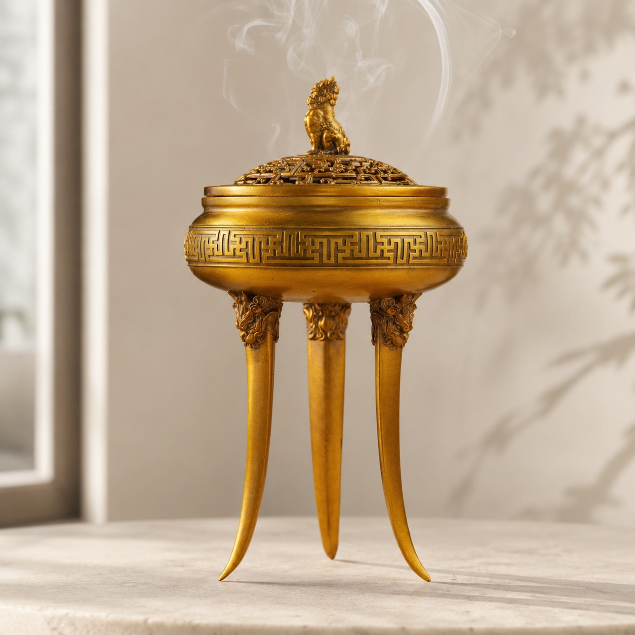 Qilin Three Legged Copper Alloy Incense Burner, approved hero product view.