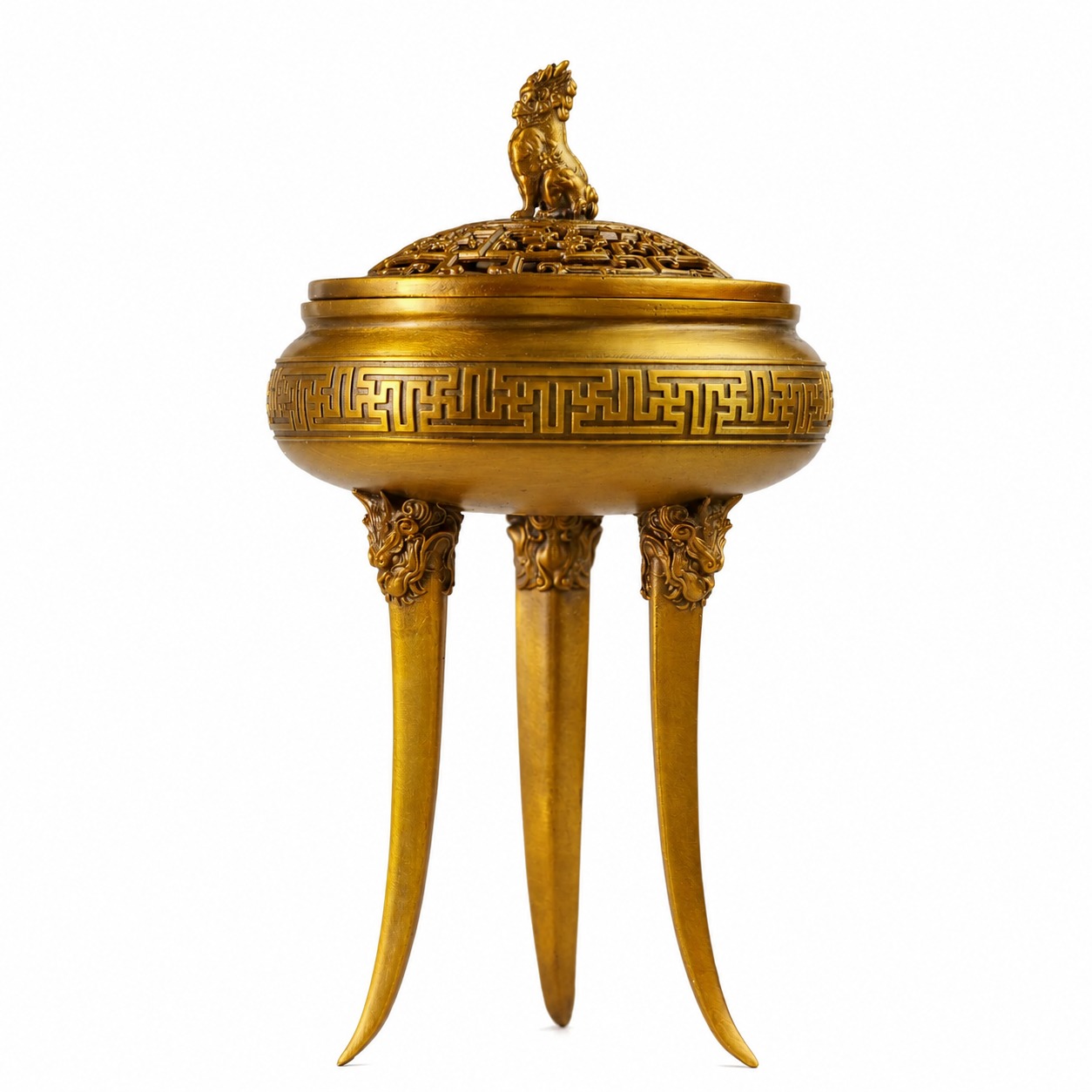 Qilin Three Legged Copper Alloy Incense Burner, approved main product view.