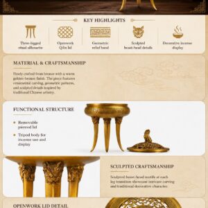 Qilin Three Legged Copper Alloy Incense Burner, approved main product view.