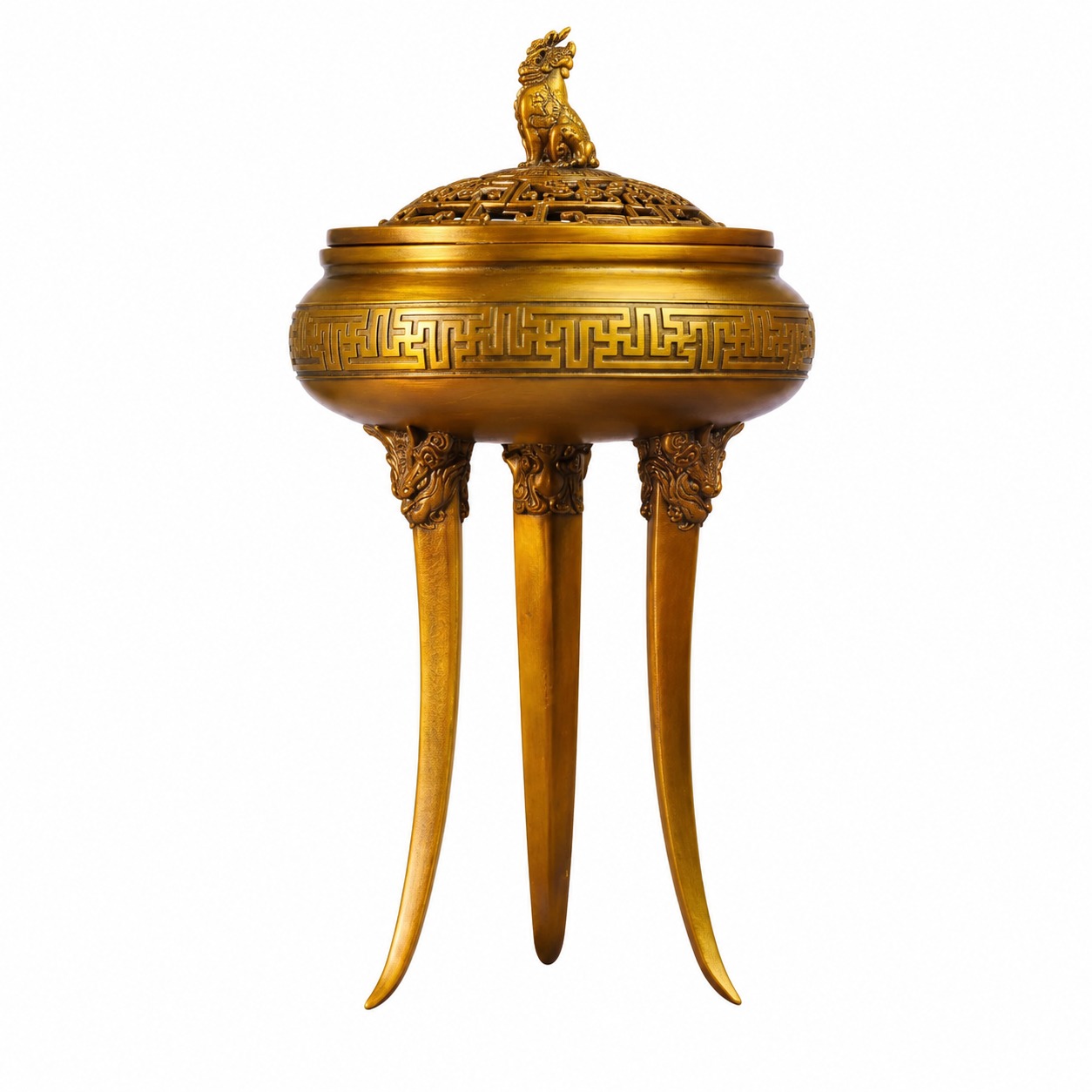 Qilin Three Legged Copper Alloy Incense Burner, approved main product view.