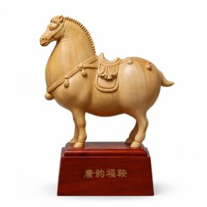 Tang Dynasty Horse Wood Statue with Saddle, approved main product view.