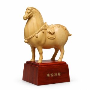 Tang Dynasty Horse Wood Statue with Saddle, approved main product view.
