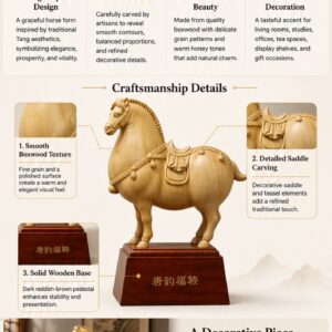Tang Dynasty Horse Wood Statue with Saddle, approved main product view.
