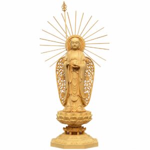 Approved product image of Ksitigarbha Wood Statue. Inspect the listed facts separately.