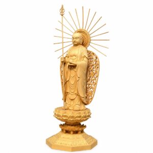Approved product image of Ksitigarbha Wood Statue. Inspect the listed facts separately.