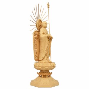 Approved product image of Ksitigarbha Wood Statue. Inspect the listed facts separately.