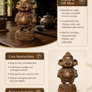 Zhu Bajie Wood Figurine, approved detail product view.