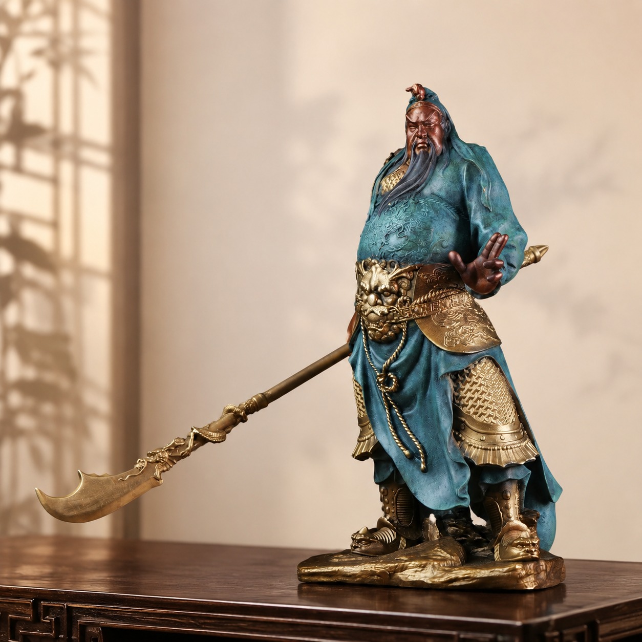 Approved product image of the Guan Yu Brass Statue with Horizontal Blade