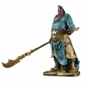 Guan Yu Brass Statue with Horizontal Blade, approved main product view.
