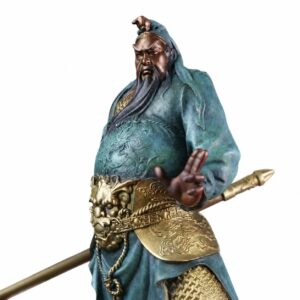 Guan Yu Brass Statue with Horizontal Blade, approved main product view.