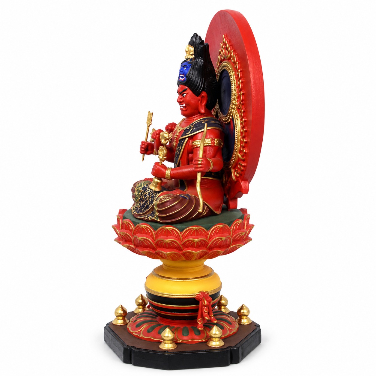 Aizen Myoo Wood Statue Painted Sculpture, approved main product view.