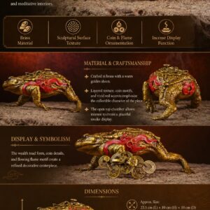 Money Toad Brass Incense Burner Beast Sculpture, approved main product view.