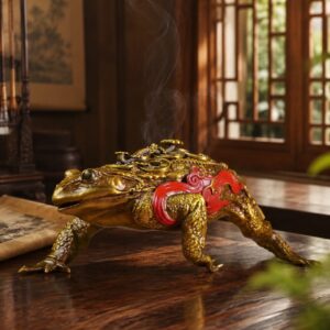 Money Toad Brass Incense Burner Beast Sculpture, approved main product view.
