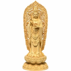 Nanhai Guanyin Bodhisattva Wood Statue, approved main product view.