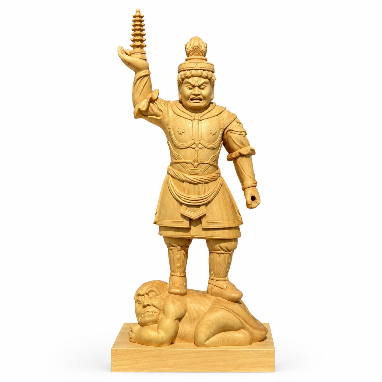 Four Heavenly Kings Wood Statue, approved main product view.