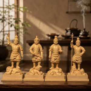 Four Heavenly Kings Wood Statue, approved main product view.
