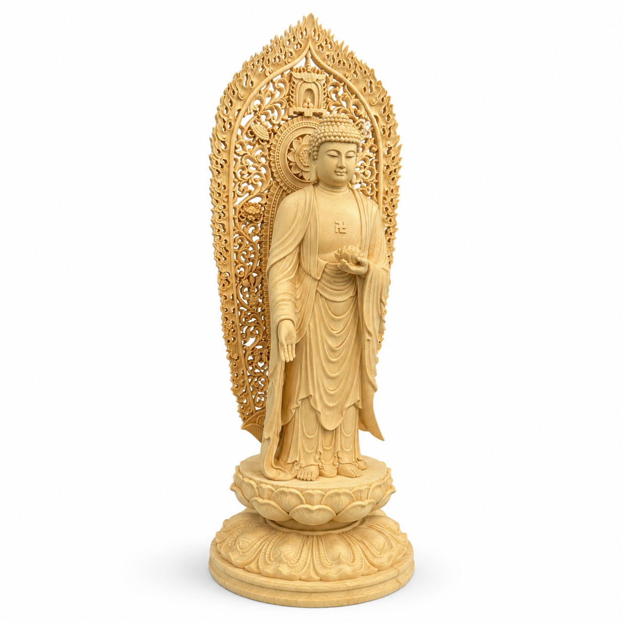 Amitabha Buddha Statue Wood Figurine, approved main product view.