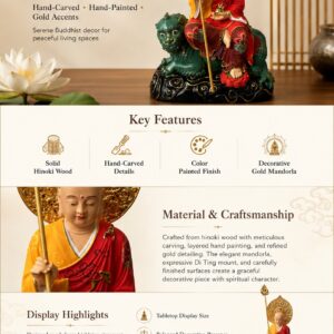 Di Ting and Ksitigarbha Bodhisattva Wood Statue, approved main product view.