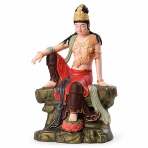 Painted Guan Yin Bodhisattva Wood Figurine, approved main product view.